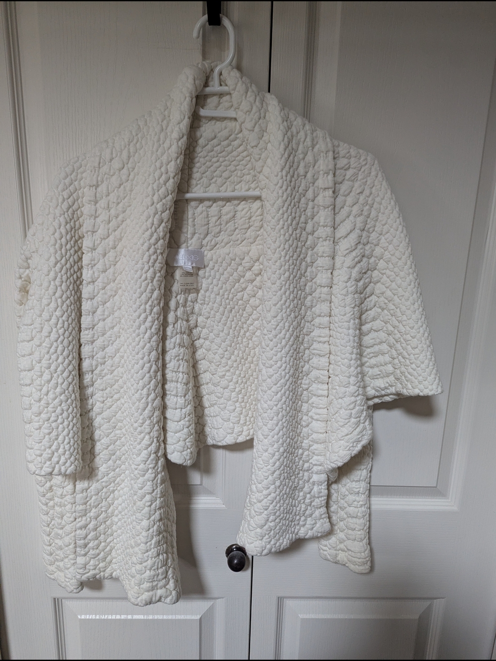 Alexis Cream Quilted Open-Front Cardigan